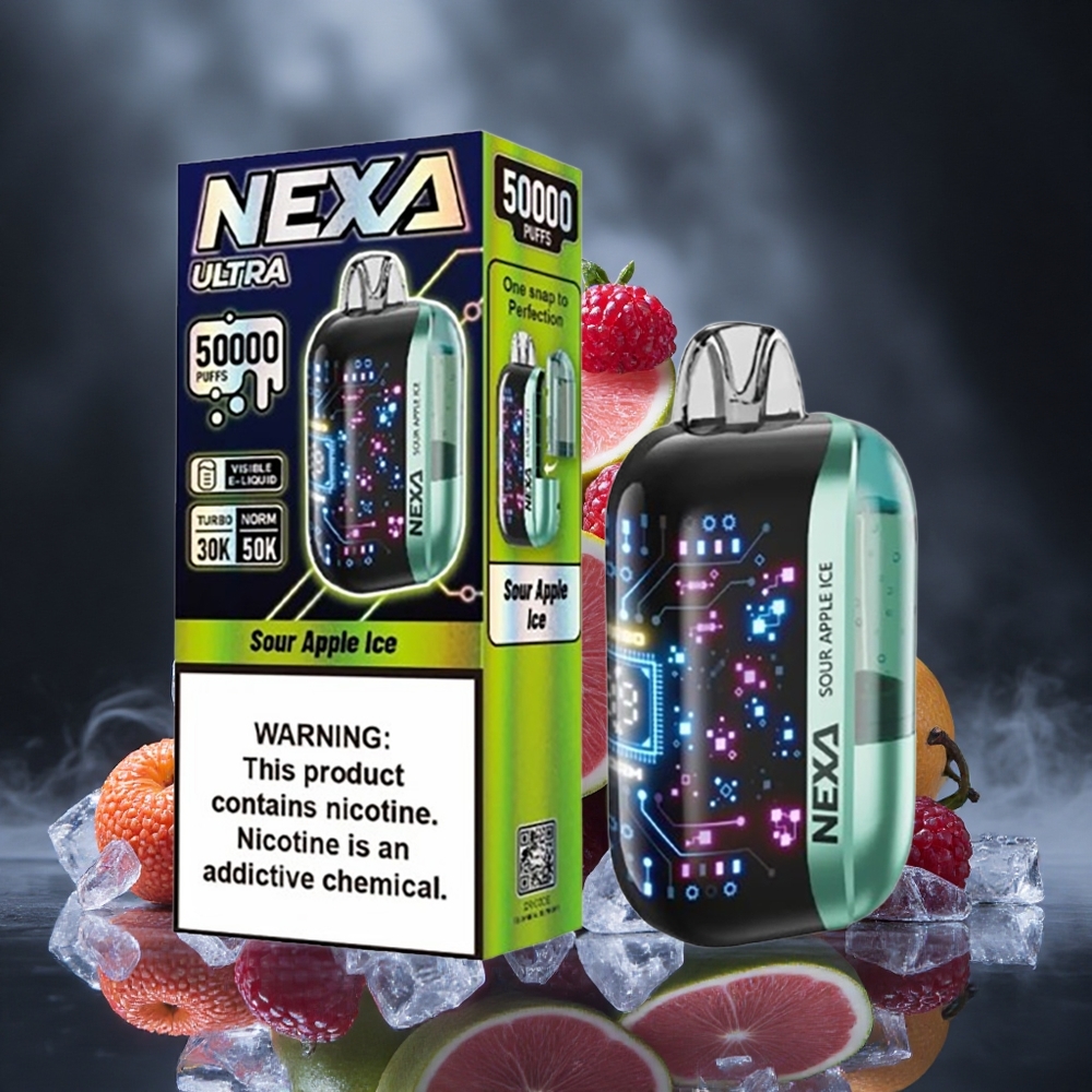 NEXA Ultra 50000 Puffs Sour Apple Ice 20ml Prefilled 5% Nicotine Canada vape wholesale