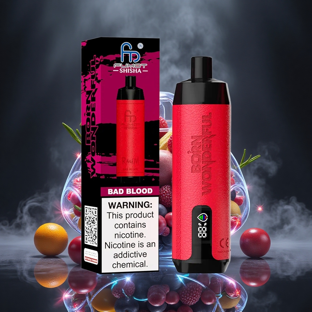 RandM Fumot Shisha 10000 Puffs Bad Blood LED Indicator Type-C Port Canada vape wholesale