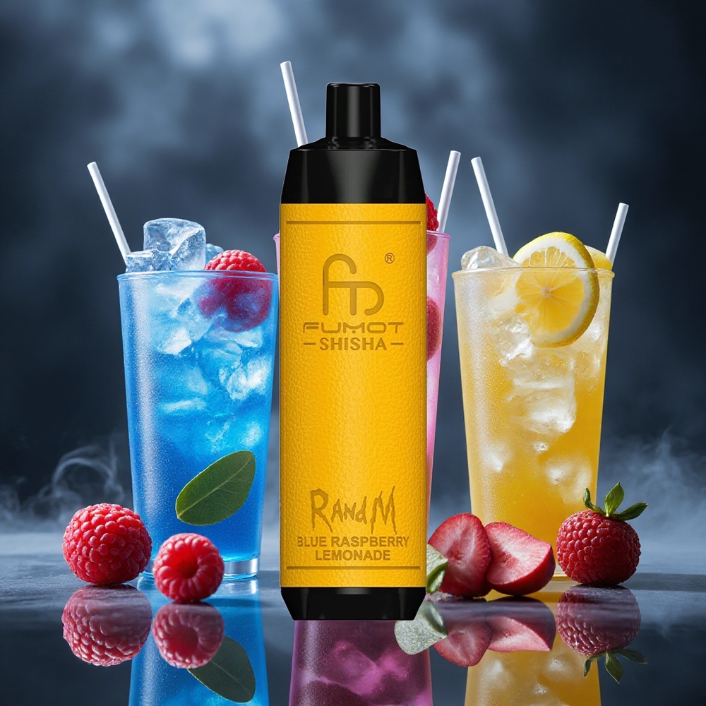 RandM Fumot Shisha 10000 Puffs Blue Raspberry Lemonade Disposable Vape with LED Indicator Canada vape wholesale