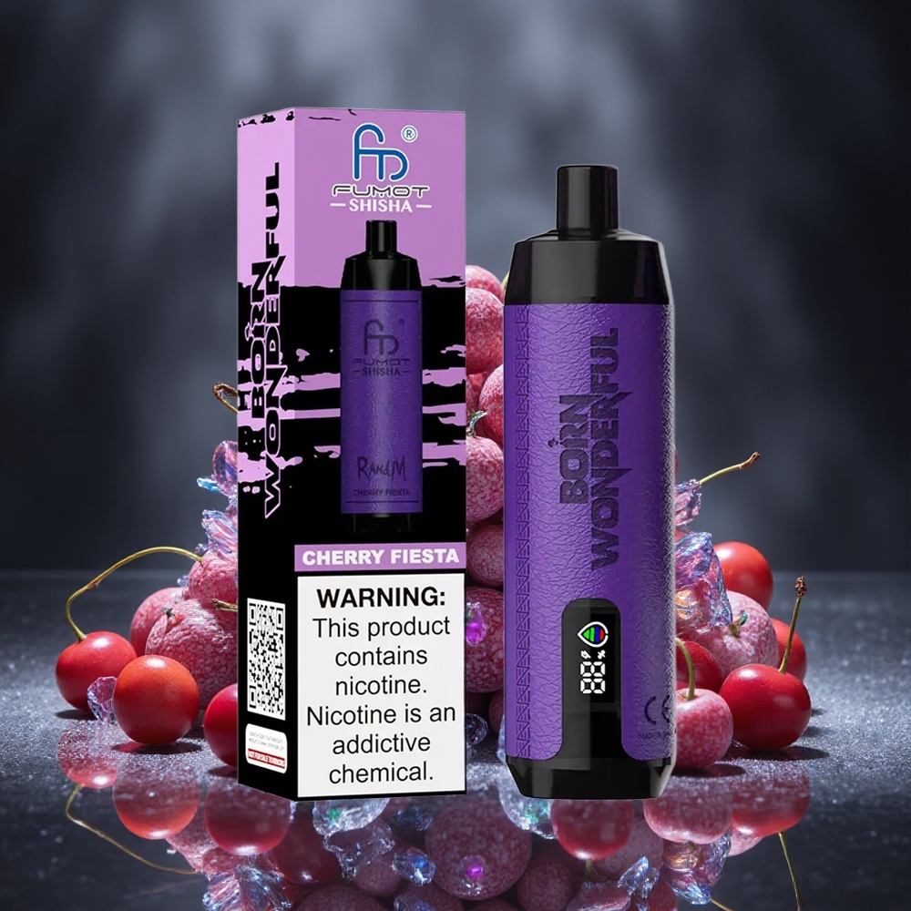 RandM Fumot Shisha 10000 Puffs Cherry Fiesta LED Indicator Type-C Port Canada vape wholesale