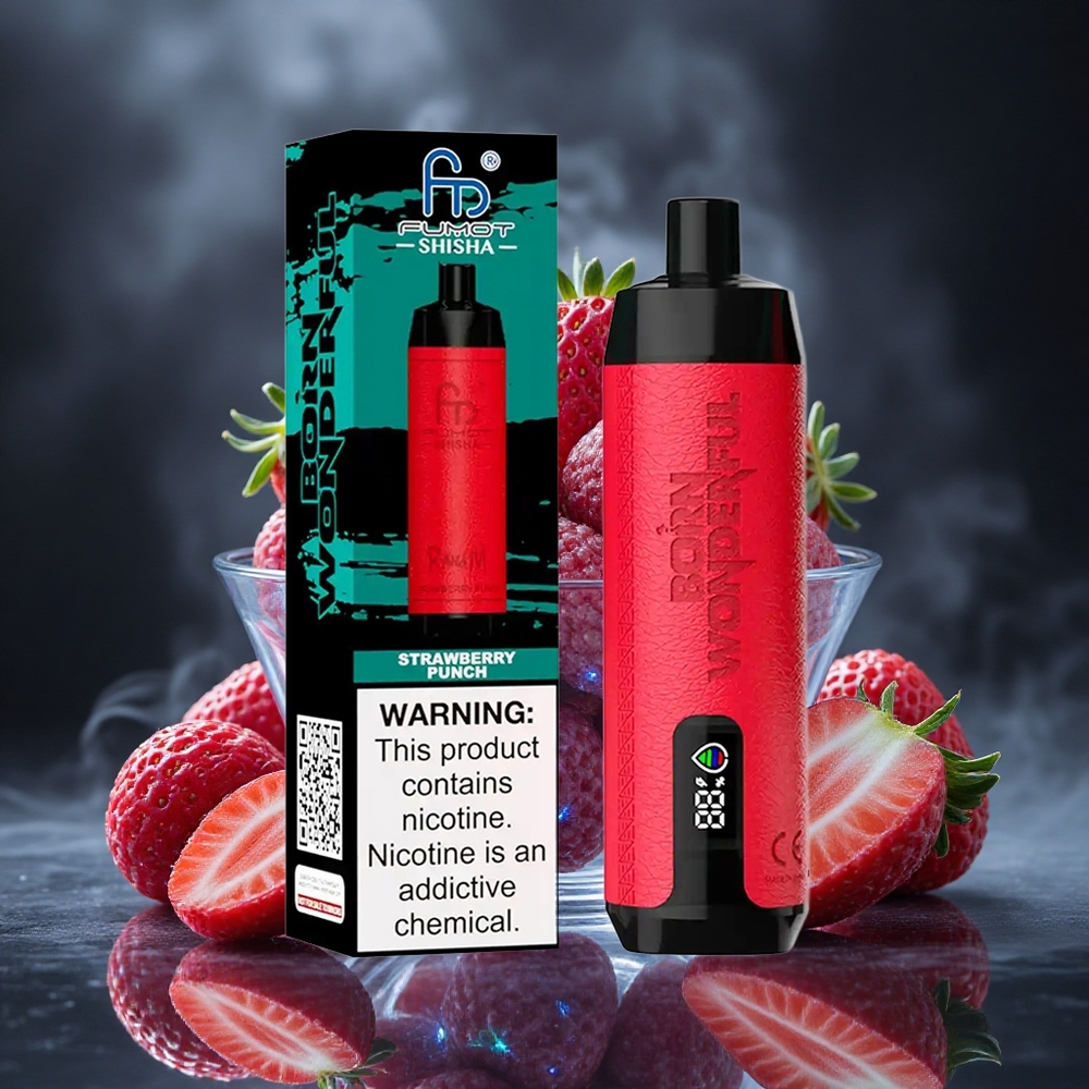 RandM Fumot Shisha 10000 Puffs Strawberry Punch LED Indicator Canada vape wholesale