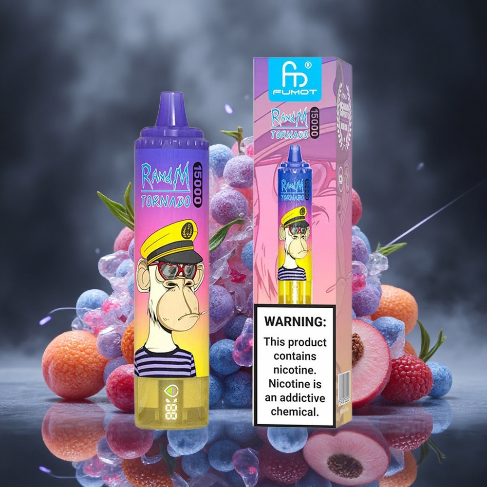 RandM Fumot Tornado 15000 Puffs Peach Blueberry Candy Mesh Coil LCD Canada vape wholesale