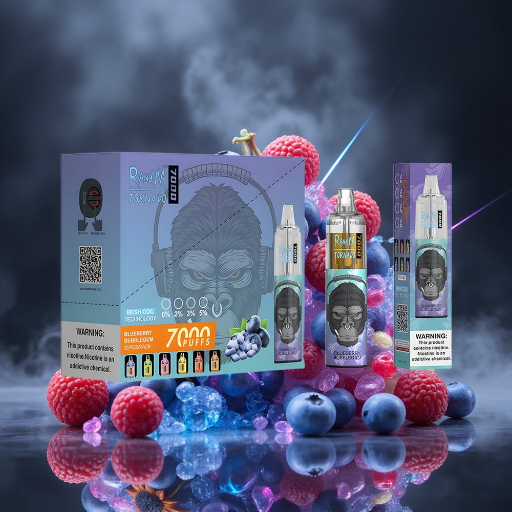 RandM Fumot Tornado 7000 Puffs Blueberry Bubblegum Mesh Coil Canada vape wholesale
