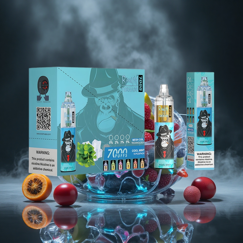 RandM Fumot Tornado 7000 Puffs Cool Mint Disposable Vape Mesh Coil Type-C Canada vape wholesale