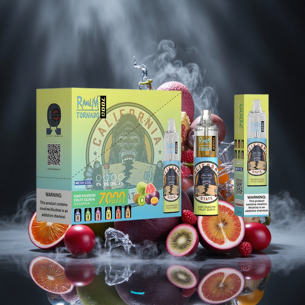 RandM Fumot Tornado 7000 Puffs Kiwi Passion Fruit Guava Mesh Coil Canada vape wholesale
