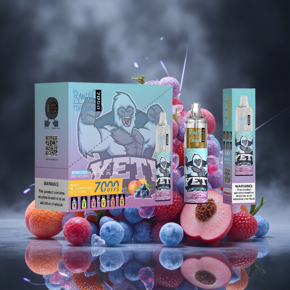 RandM Fumot Tornado 7000 Puffs Peach Blueberry Candy Mesh Coil Canada vape wholesale