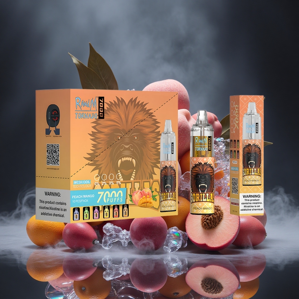 RandM Fumot Tornado 7000 Puffs Peach Mango Mesh Coil Canada vape wholesale