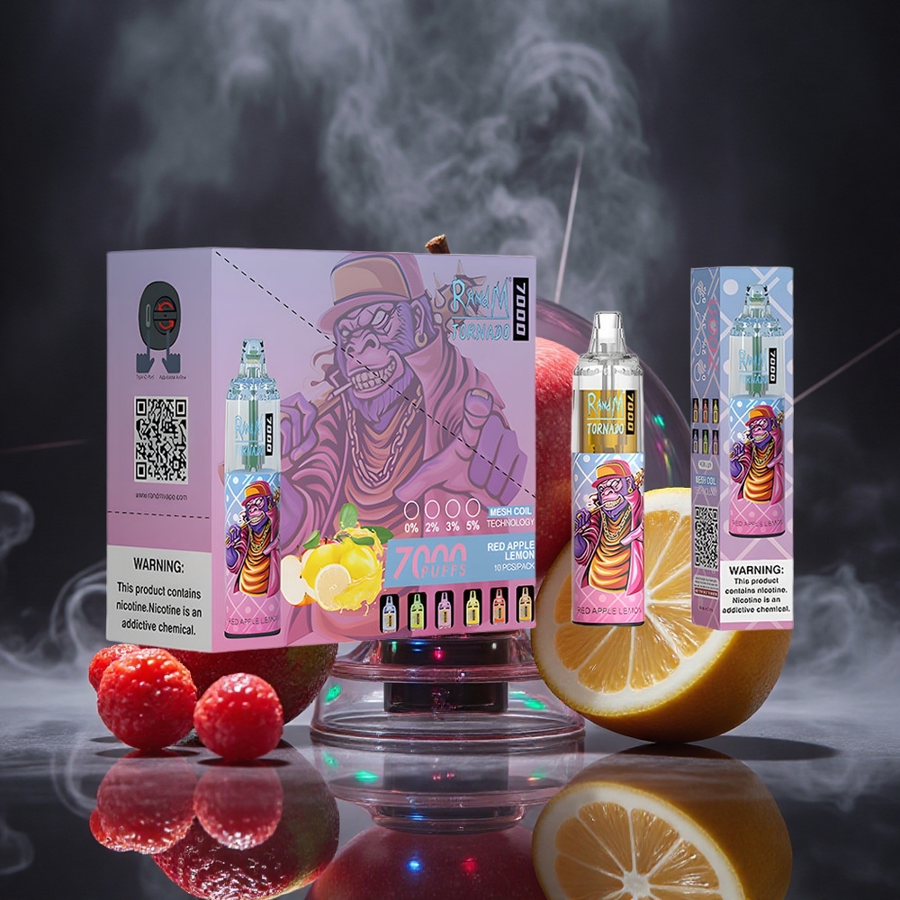 RandM Fumot Tornado 7000 Puffs Red Apple Lemon Mesh Coil Canada vape wholesale