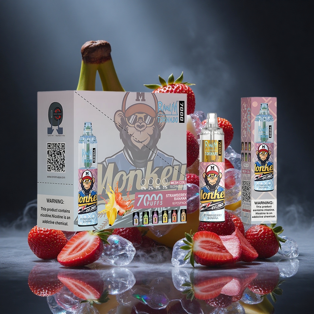 RandM Fumot Tornado 7000 Puffs Strawberry Banana Mesh Coil Canada vape wholesale