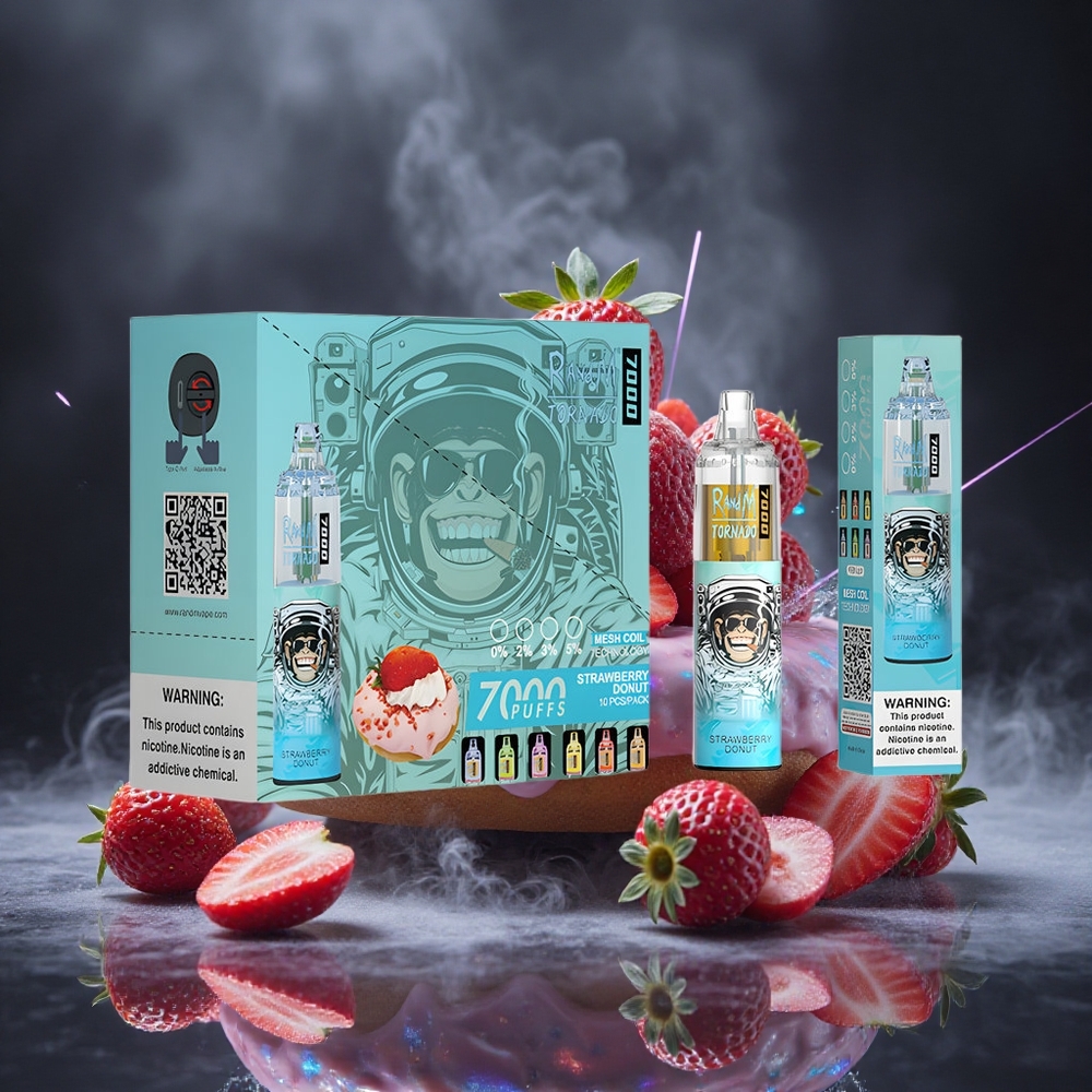 RandM Fumot Tornado 7000 Puffs Strawberry Donut Mesh Coil Canada vape wholesale