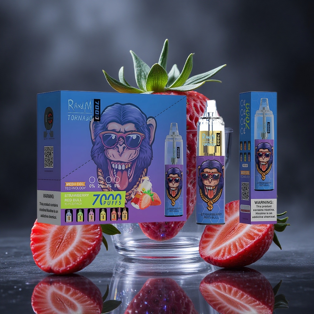 RandM Fumot Tornado 7000 Puffs Strawberry Red Bull Mesh Coil Canada vape wholesale