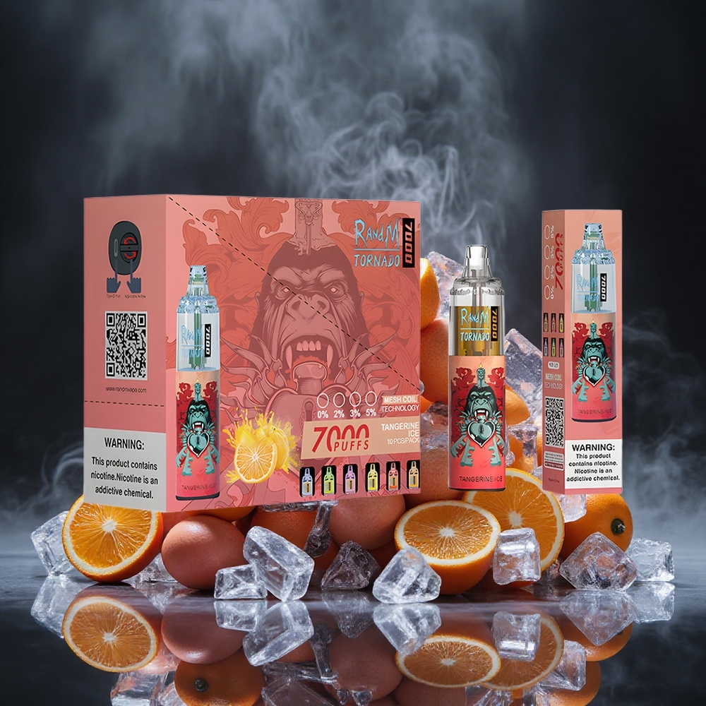 RandM Fumot Tornado 7000 Puffs Tangerine Ice Mesh Coil Canada vape wholesale