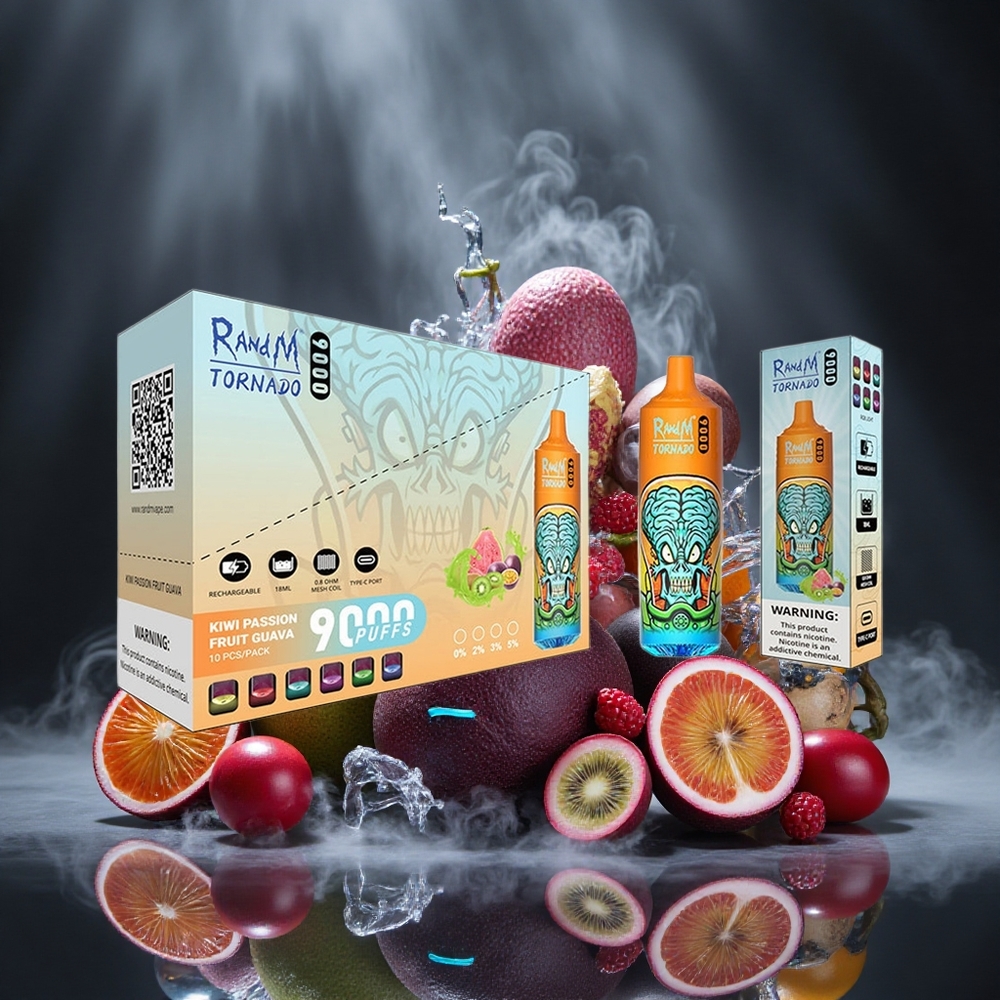 RandM Fumot Tornado 9000 Puffs Kiwi Passion Fruit Guava Mesh Coil Canada vape wholesale