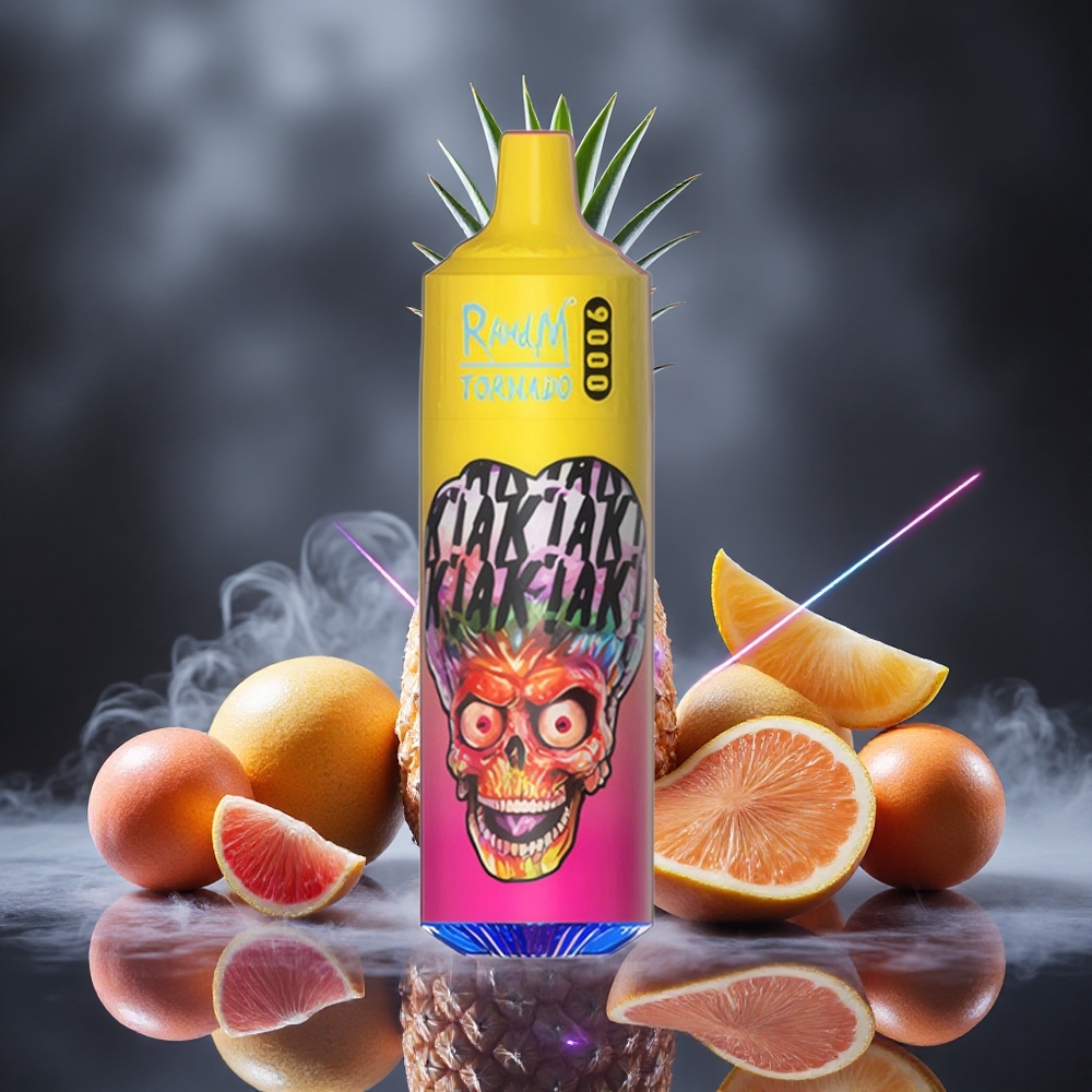 RandM Fumot Tornado 9000 Puffs Peachy Mango Pineapple 18mL Mesh Coil Canada vape wholesale