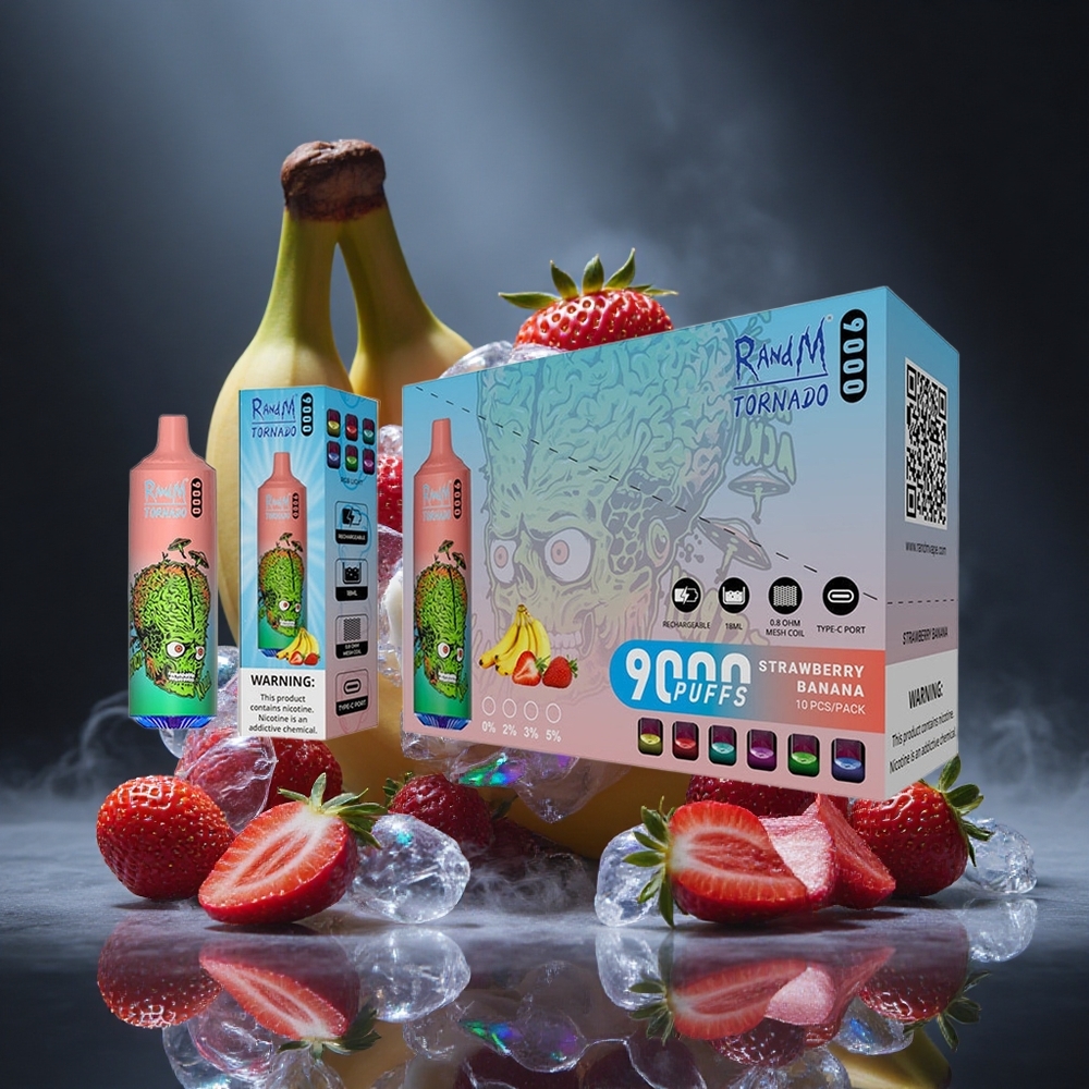 RandM Fumot Tornado 9000 Puffs Strawberry Banana Mesh Coil Canada vape wholesale