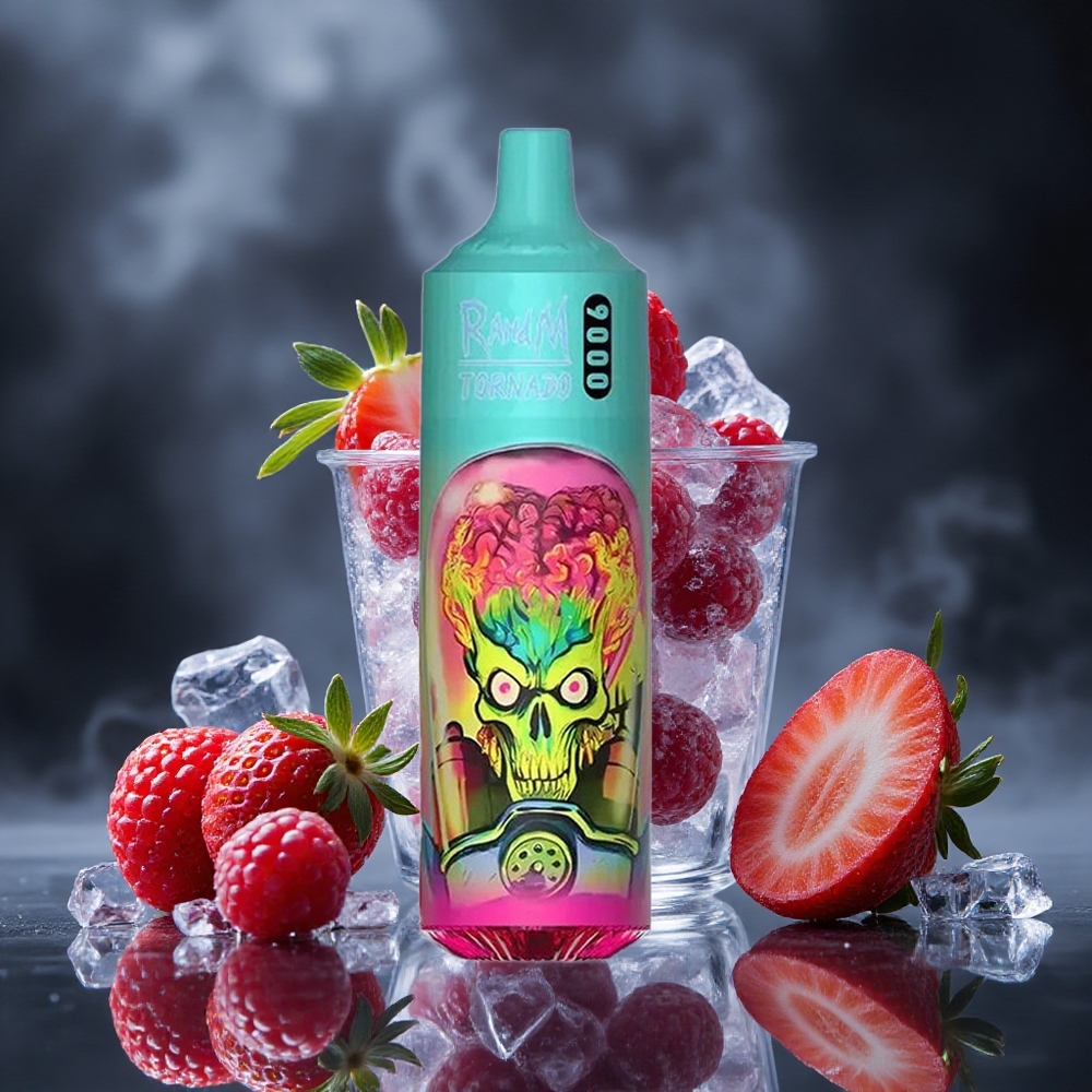 RandM Fumot Tornado 9000 Puffs Strawberry Raspberry Cherry Ice Mesh Coil Canada vape wholesale