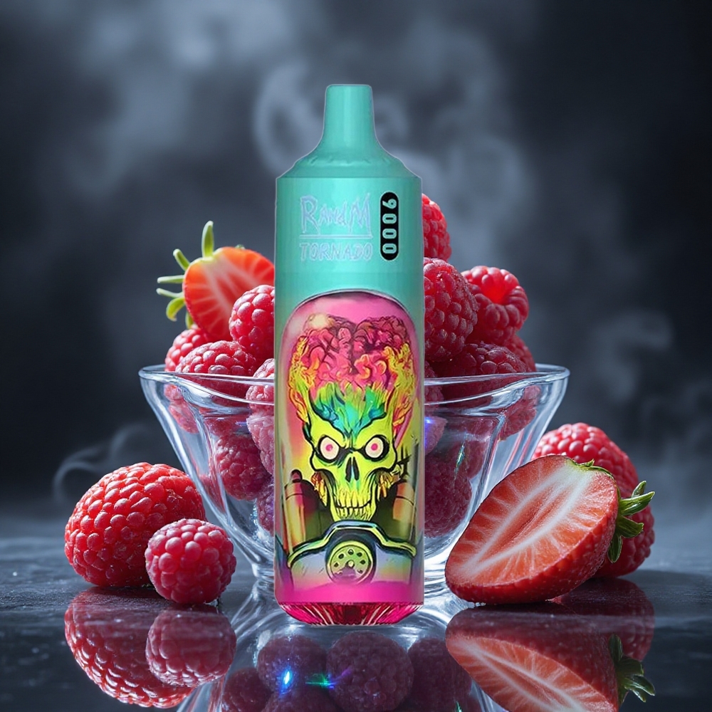 RandM Fumot Tornado 9000 Puffs Strawberry Raspberry Mesh Coil Canada vape wholesale