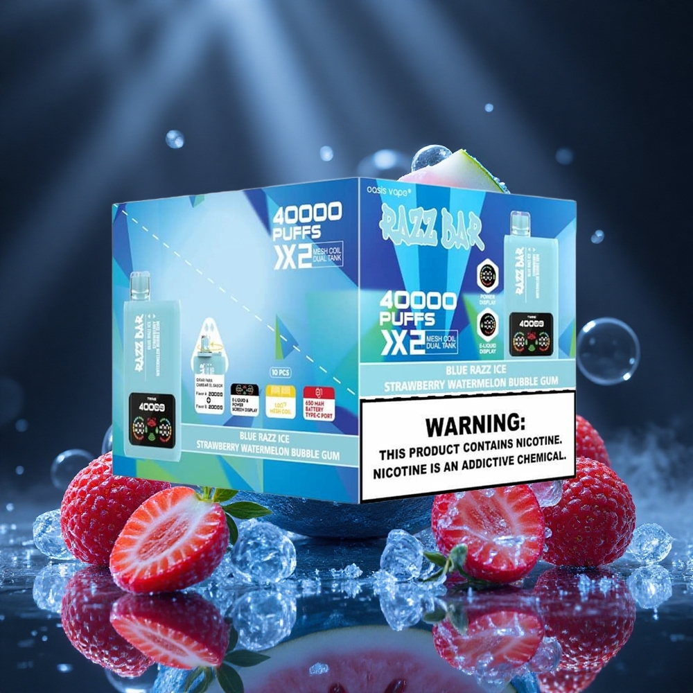 Razz Bar 40000 Puffs Blue Razz Ice-Strawberry Watermelon Bubble Gum Power Screen Display Canada vape wholesale
