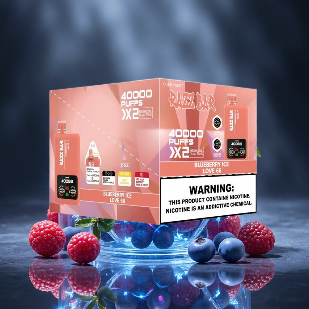Razz Bar 40000 Puffs Blueberry Ice Power Screen Display Canada vape wholesale