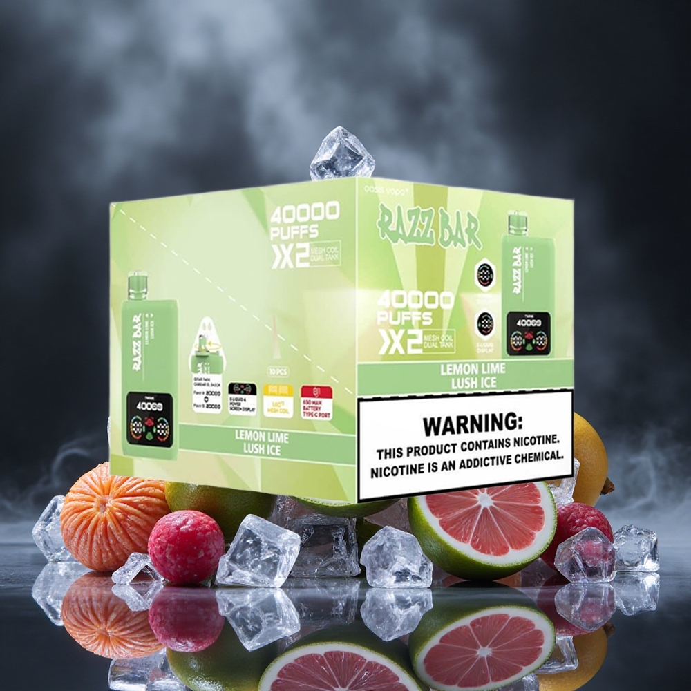 Razz Bar 40000 Puffs Lemon Lime_Lush Ice Power Screen Display Canada vape wholesale
