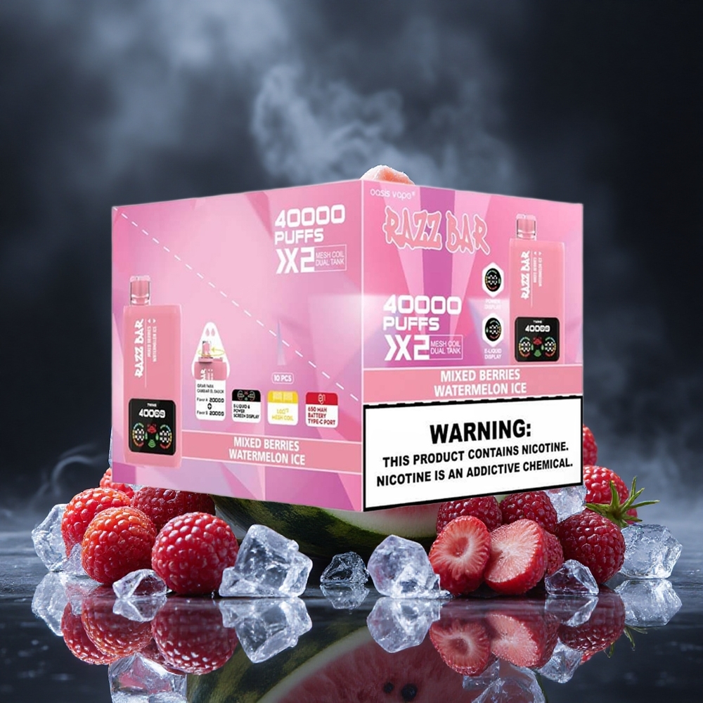 Razz Bar 40000 Puffs Mixed Berries Watermelon Ice Power Screen Display Canada vape wholesale