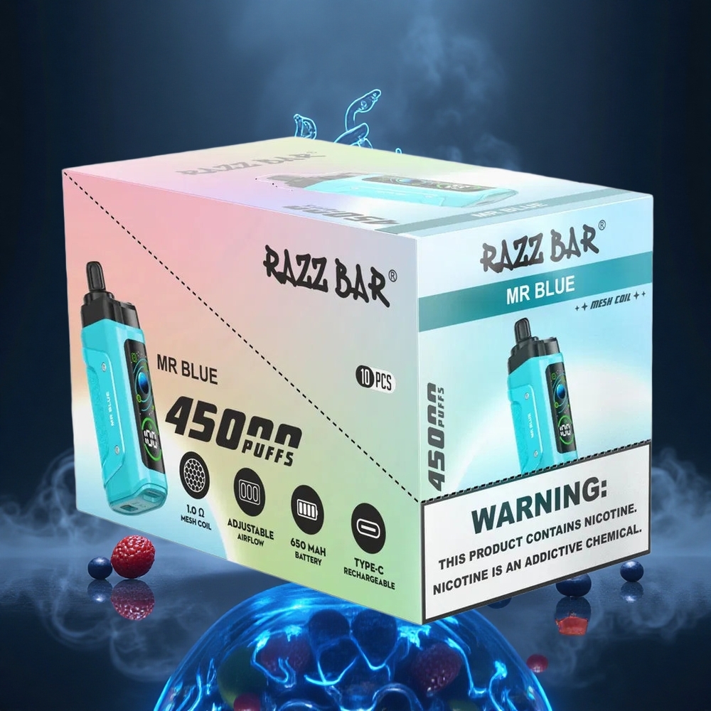 Razz Bar 45000 Puffs Mr Blue Adjustable Airflow Canada vape wholesale