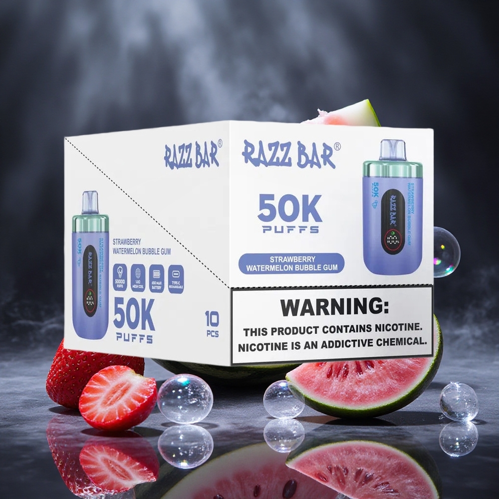 Razz Bar 50K Puffs Strawberry Watermelon Bubble Gum Mesh Coil Canada vape wholesale