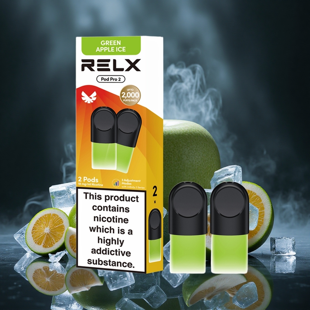 RELX Pod Pro 2 600 Puffs Green Apple Ice 3 Voltage Adjustment Canada Vape Wholesale