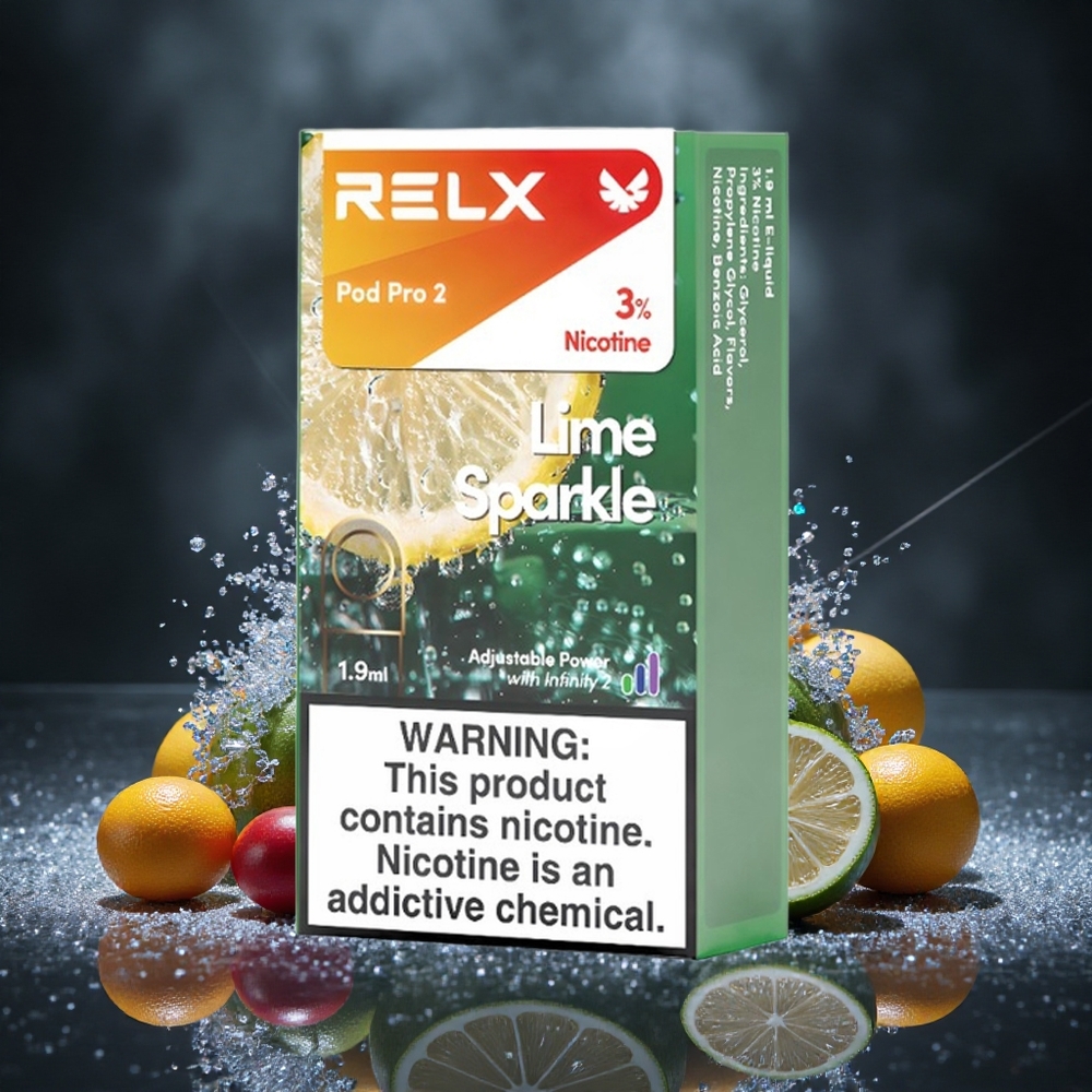 RELX Pod Pro 2 600 Puffs Lime Sparkle 3% Nicotine Canada vape wholesale