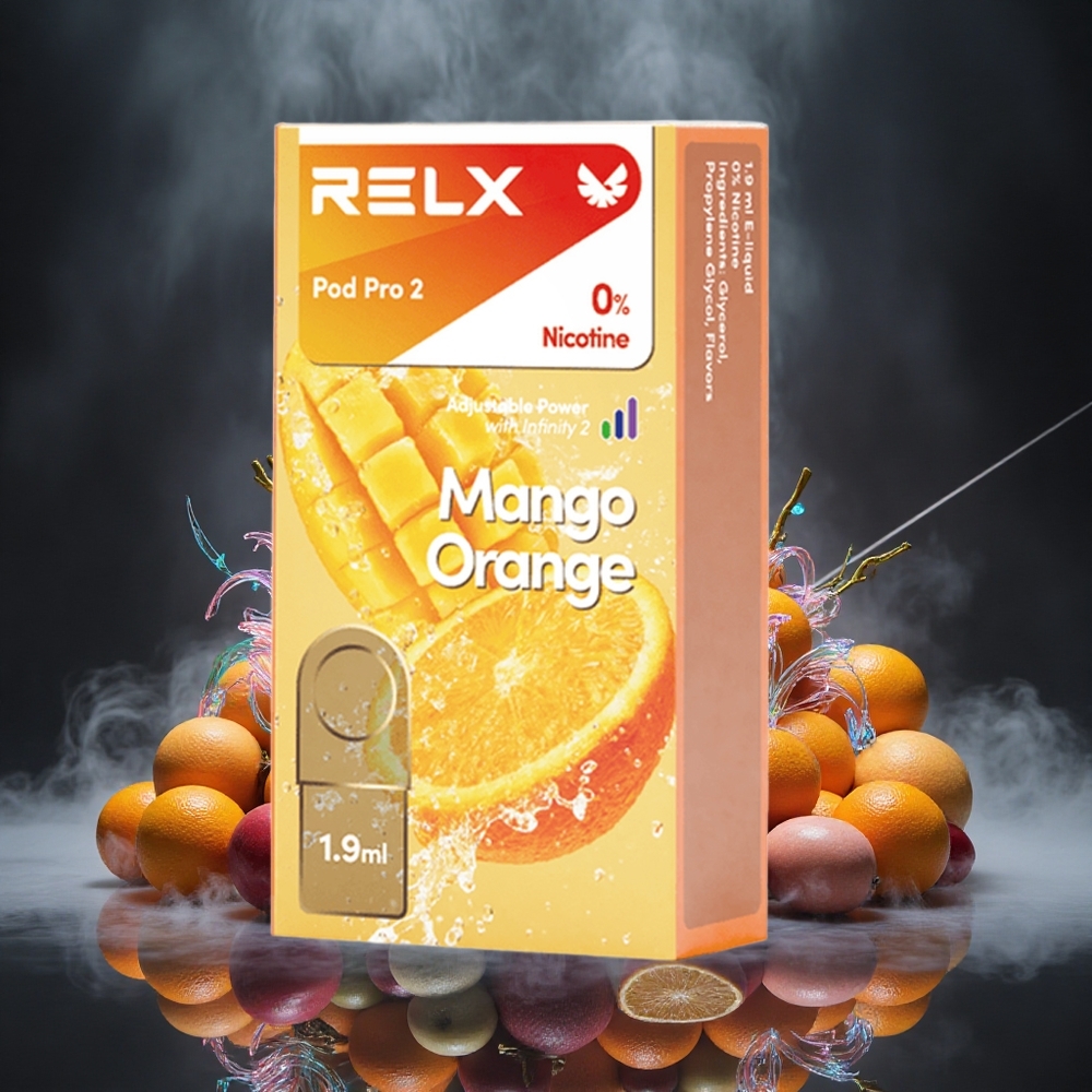 RELX Pod Pro 2 600 Puffs Mango Orange Zero Nicotine Canada Vape Wholesale
