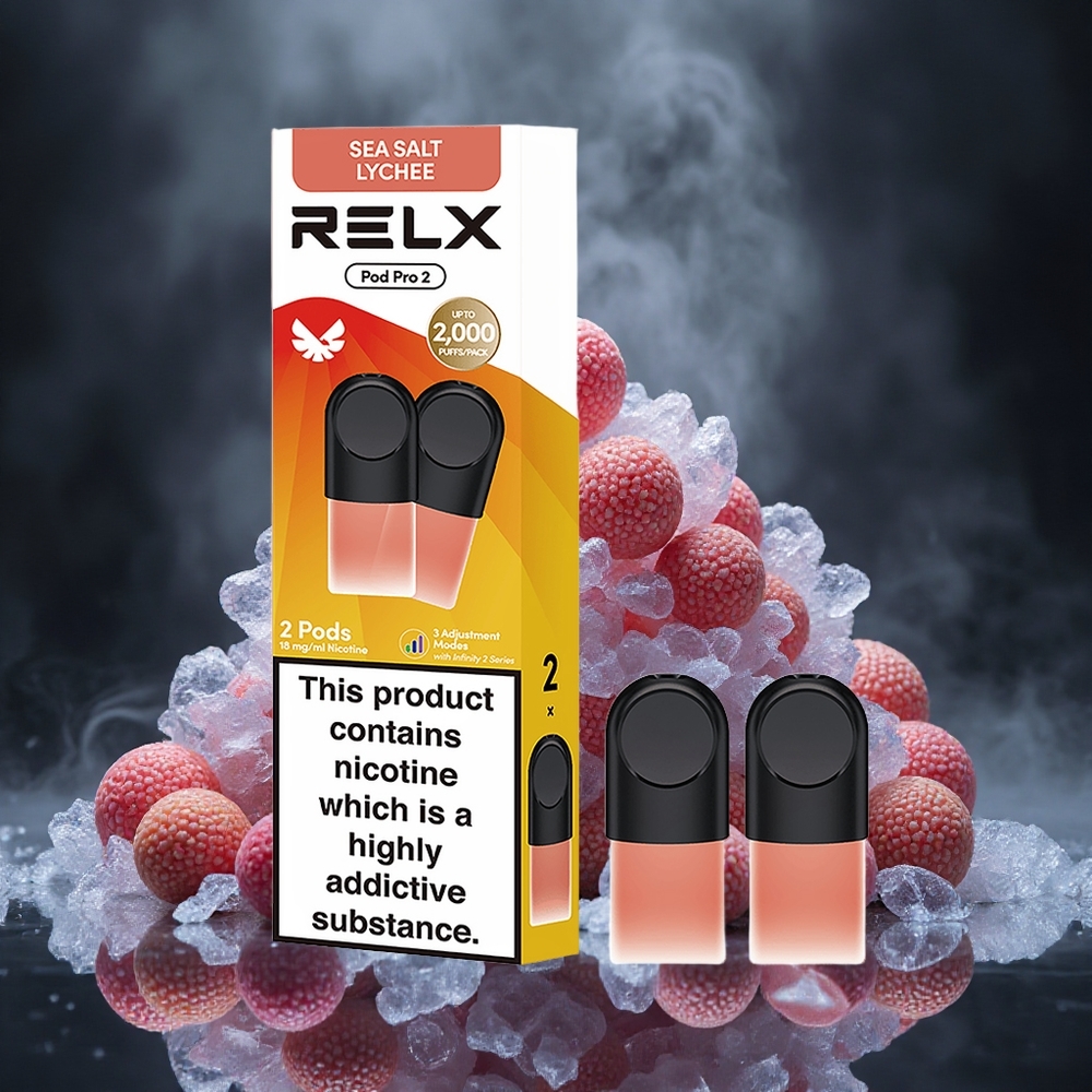 RELX Pod Pro 2 600 Puffs Sea Salt Lychee 3 Voltage Adjustment Canada Vape Wholesale