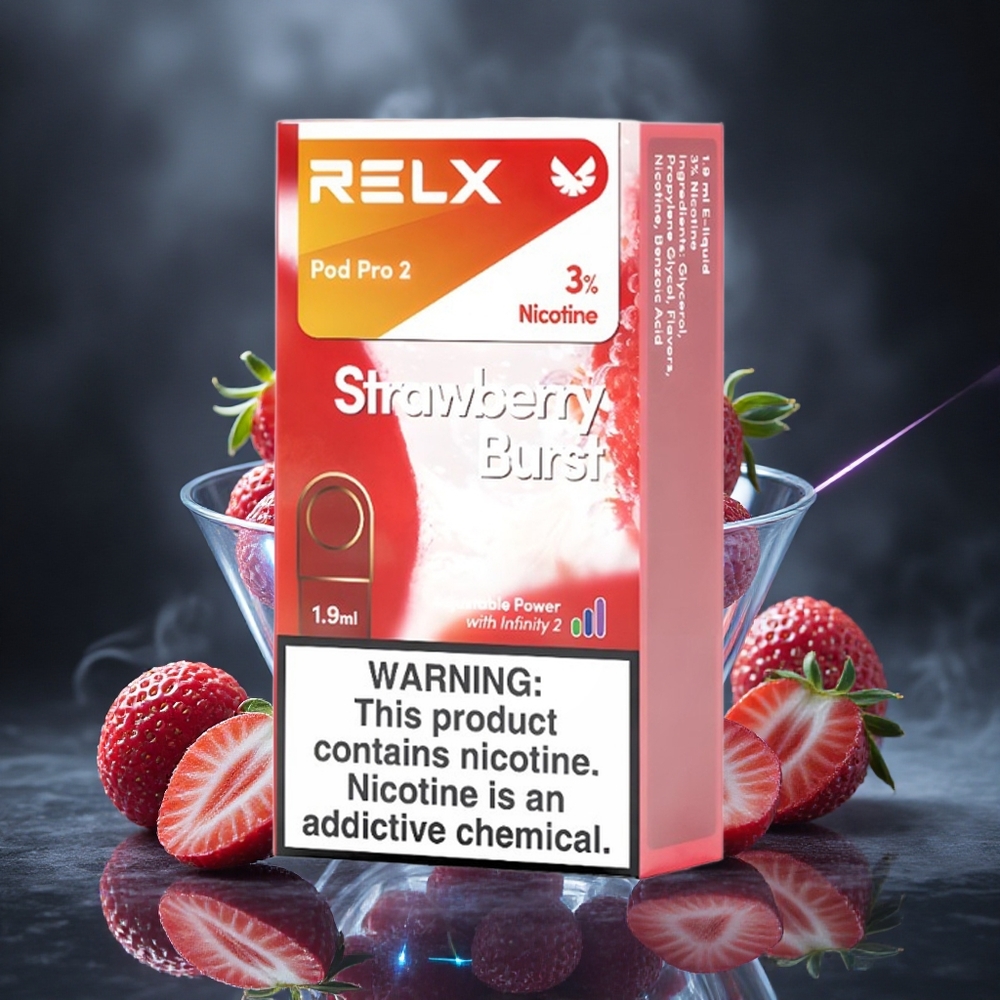 RELX Pod Pro 2 600 Puffs Strawberry Burst 3% Nicotine Canada Vape Wholesale